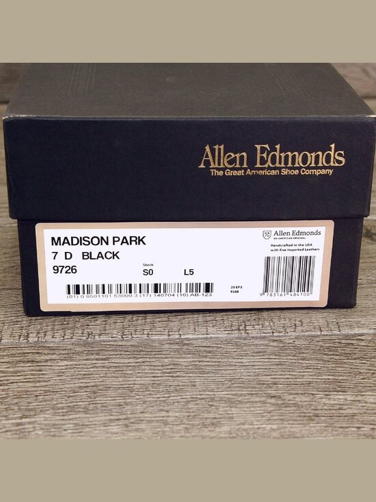 * NIB * $395 Allen Edmonds MADISON PARK Derby 7 D Black * add $15 new Trees main image 6